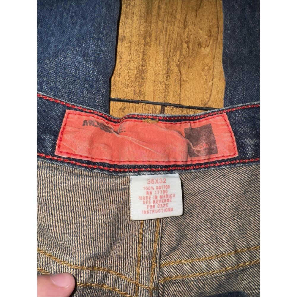 VNTG Mossimo Button Fly Denim Jeans Blue 34x30 Made In Mexico Classic Straight - Picture 7 of 8